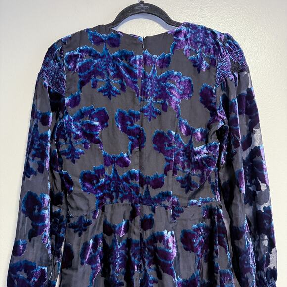 Adelyn Rae City Lights Velvet Burnout Long Sleeve Romper NWT Size S - Picture 9 of 14
